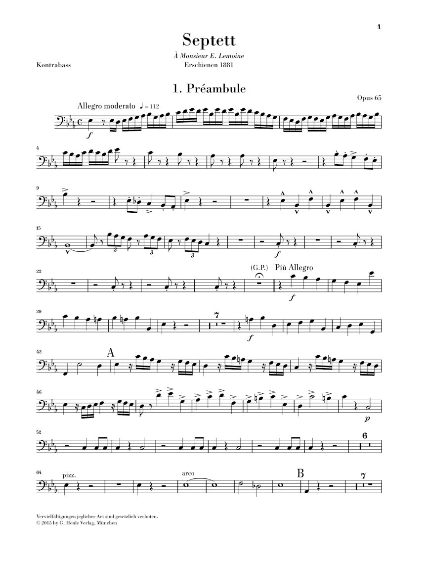 Saint-Saëns: Septet in E-flat Major, Op. 65