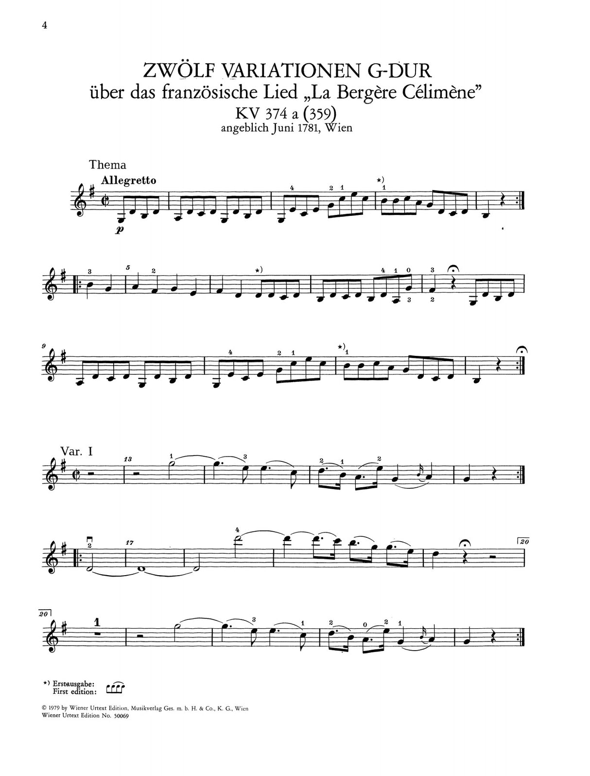 Mozart: Variations for Piano and Violin