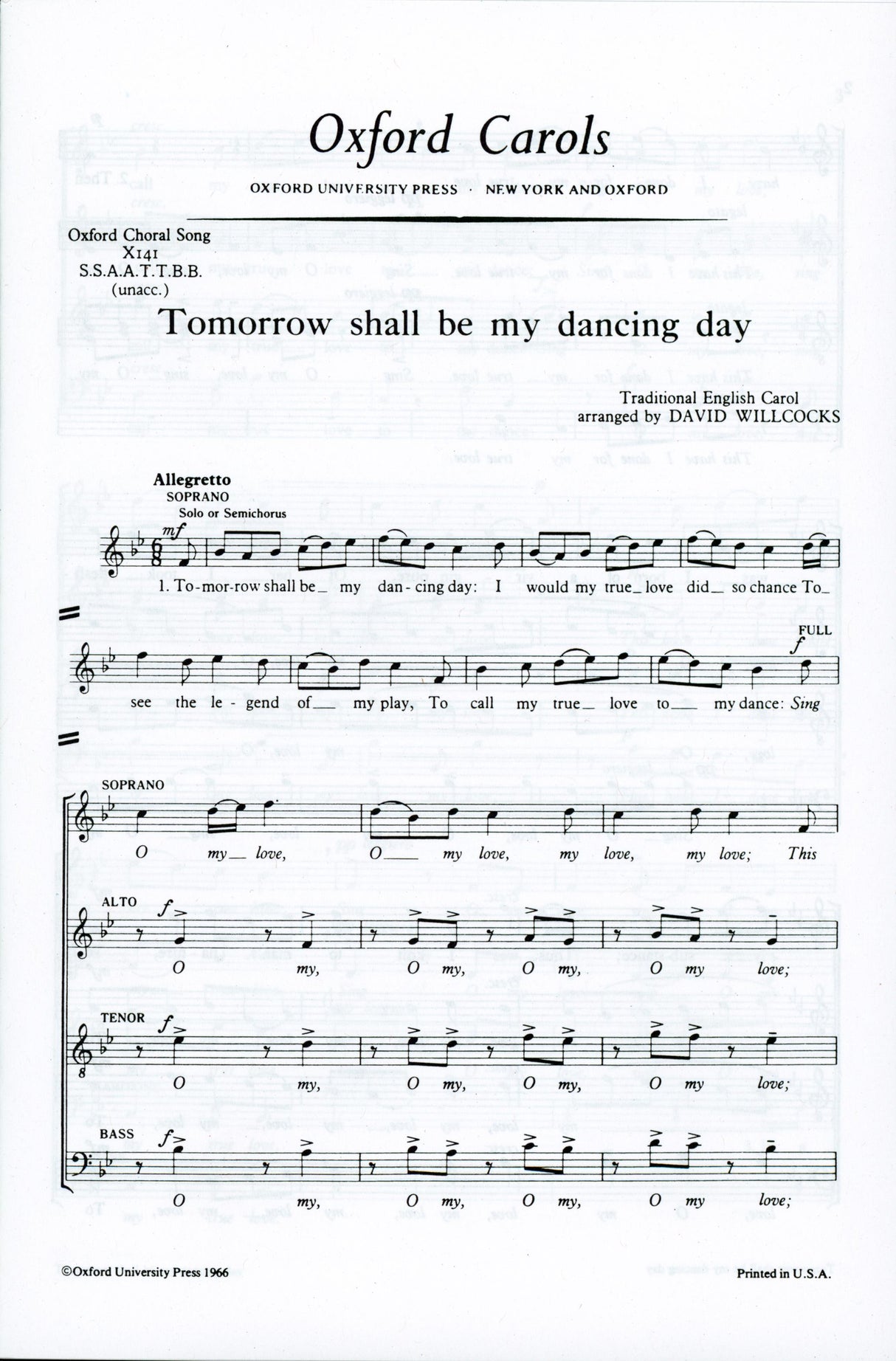 Willcocks: Tomorrow shall be my dancing day