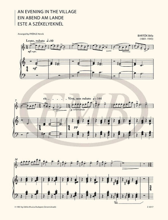 Bartók: An Evening in the Village (arr. for flute & piano)