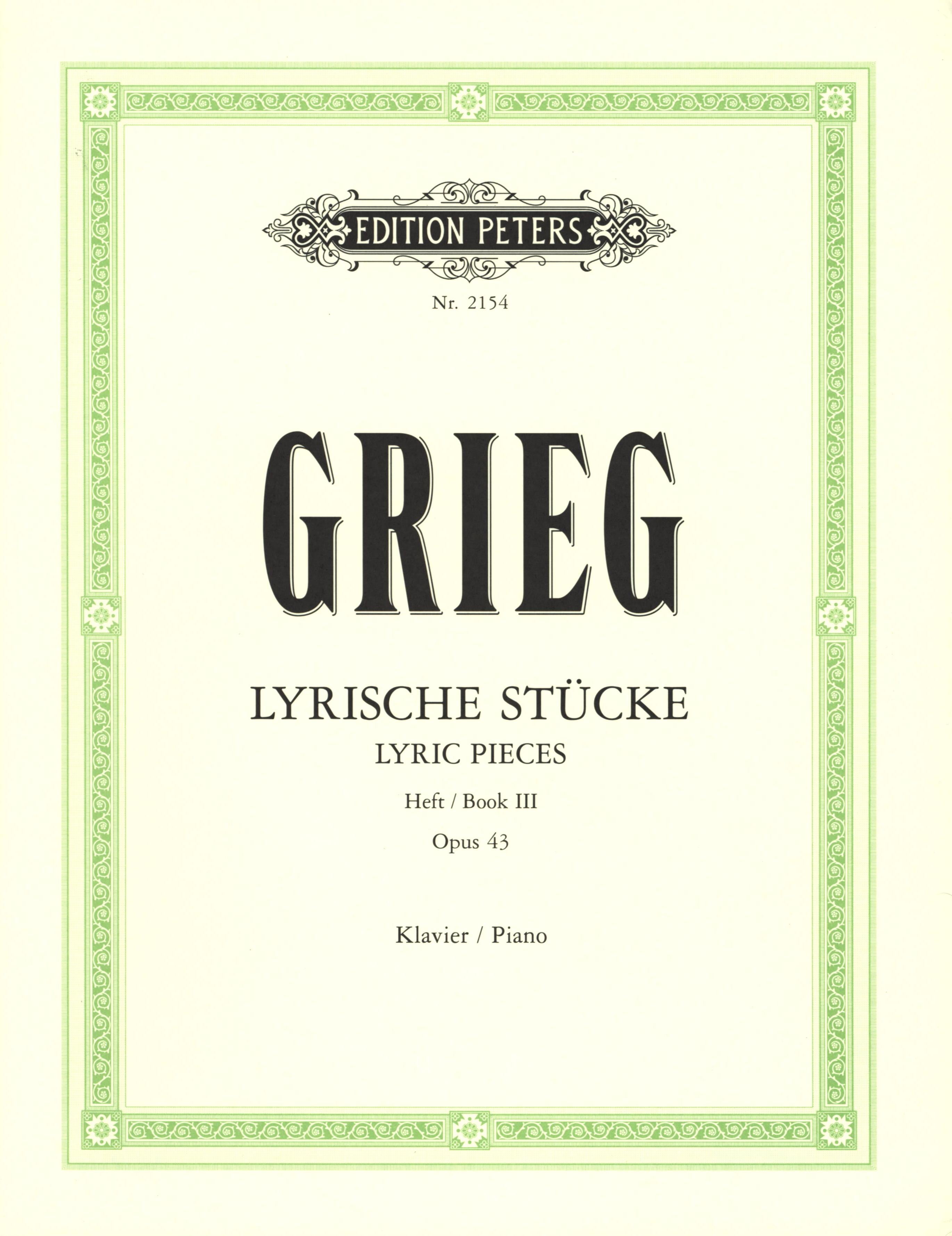 その他 Grieg: Lyric Pieces Grieg: Lyric Pieces, Op. 43 - Book 3 – Ficks Music