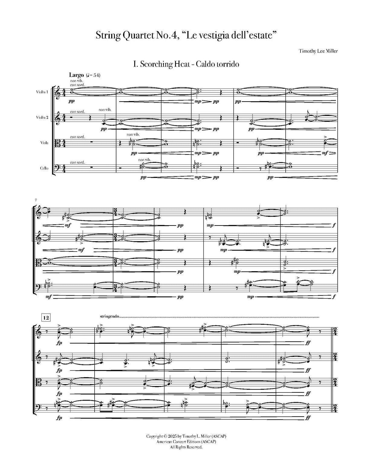 Miller: String Quartet No. 4 ("La Vestigia dell' Estate")