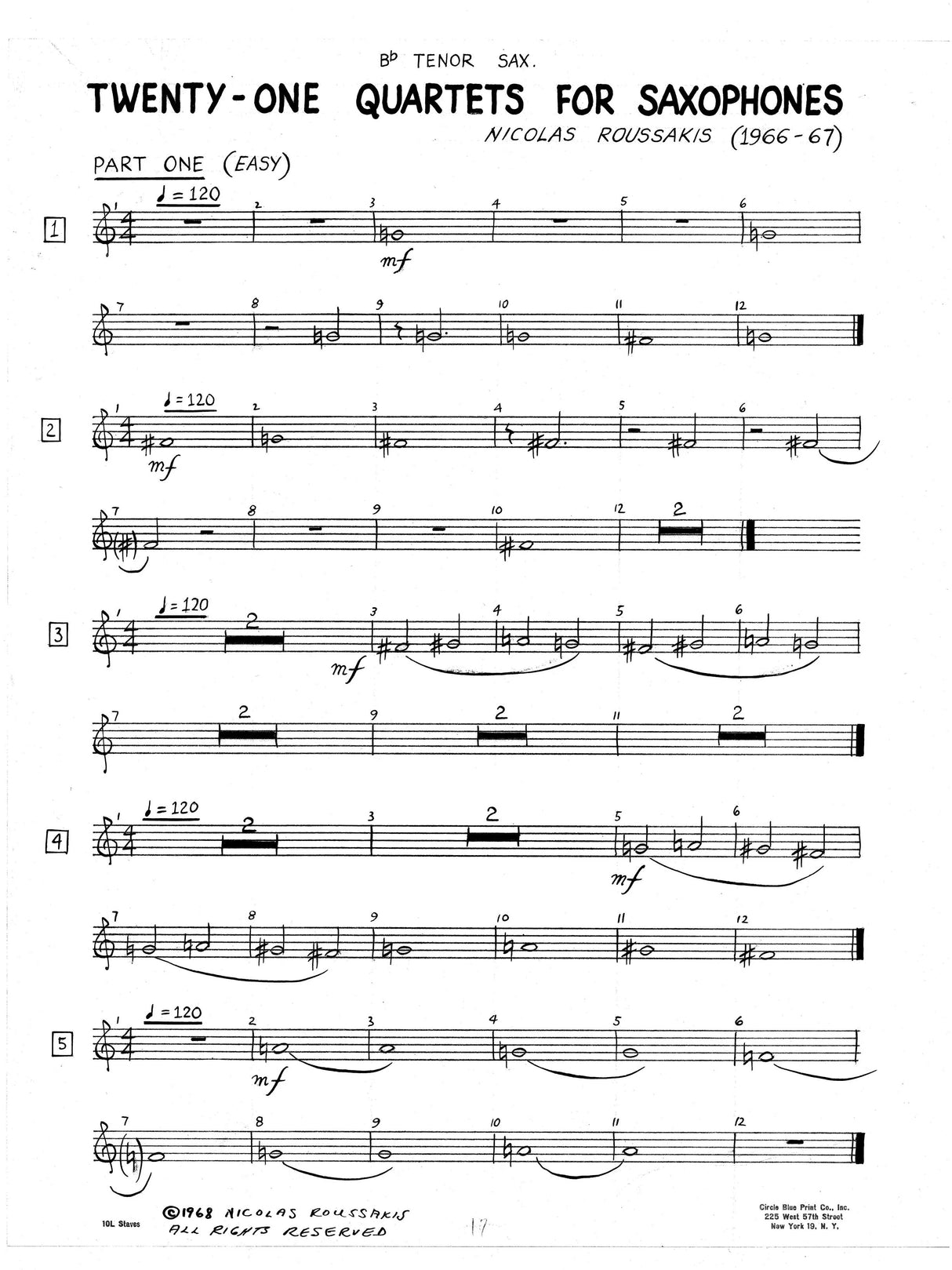 Roussakis: 21 Saxophone Quartets