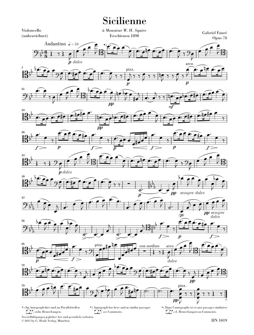 Fauré: Sicilienne, Op. 78