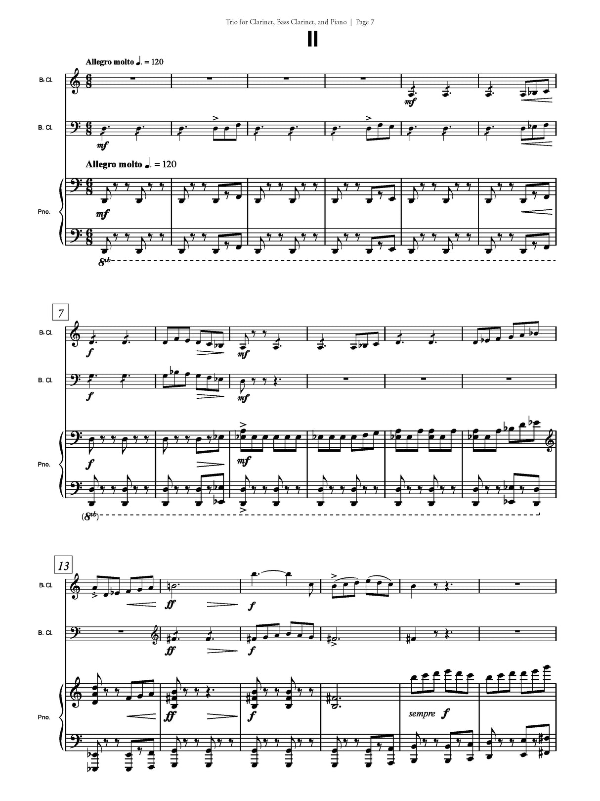 Van de Vate: Trio (Version for Clarinet, Bass Clarinet, and Piano)