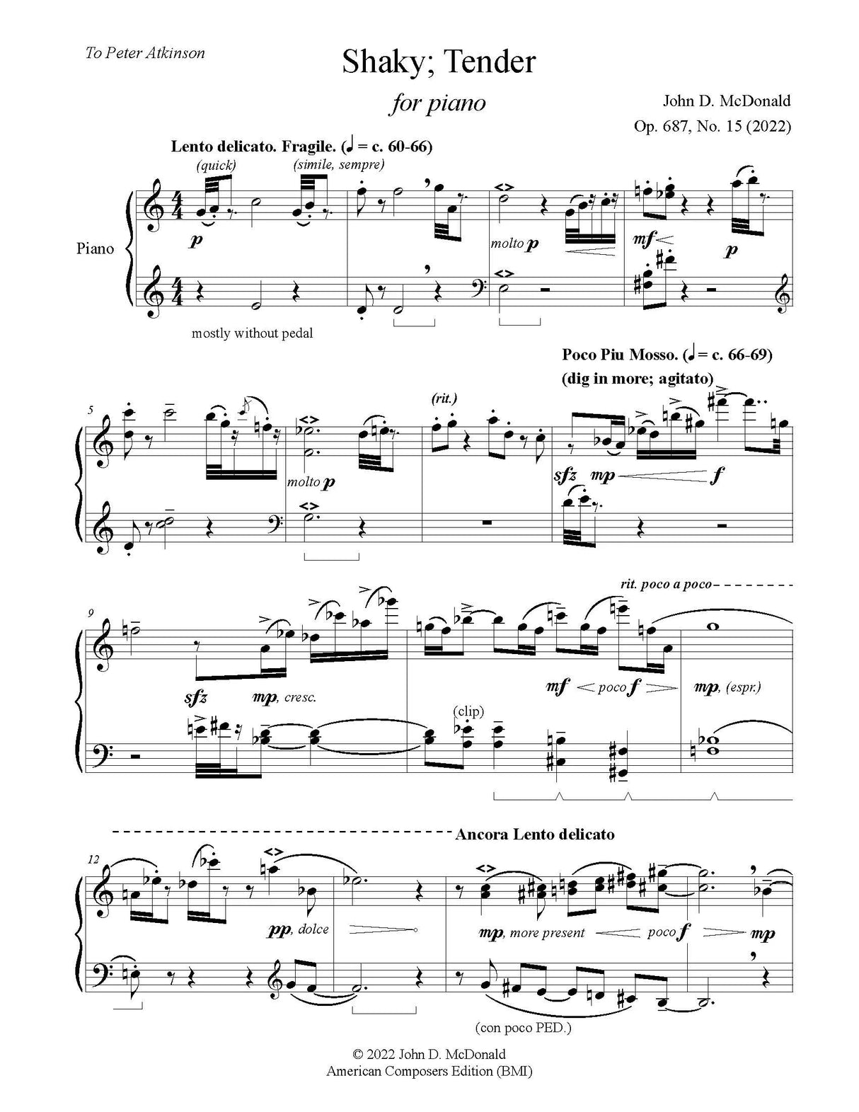 McDonald: Shaky; Tender, Op. 687, No. 15