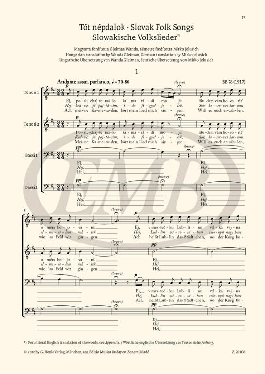 Bartók: Choral Works for Male Voices