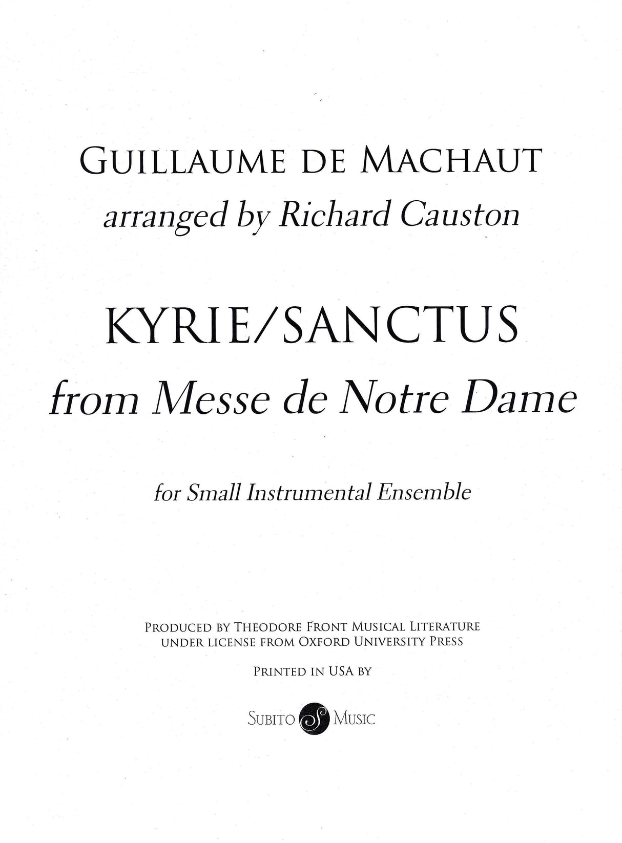 Machaut: Kyrie & Sanctus (arr. for chamber ensemble)
