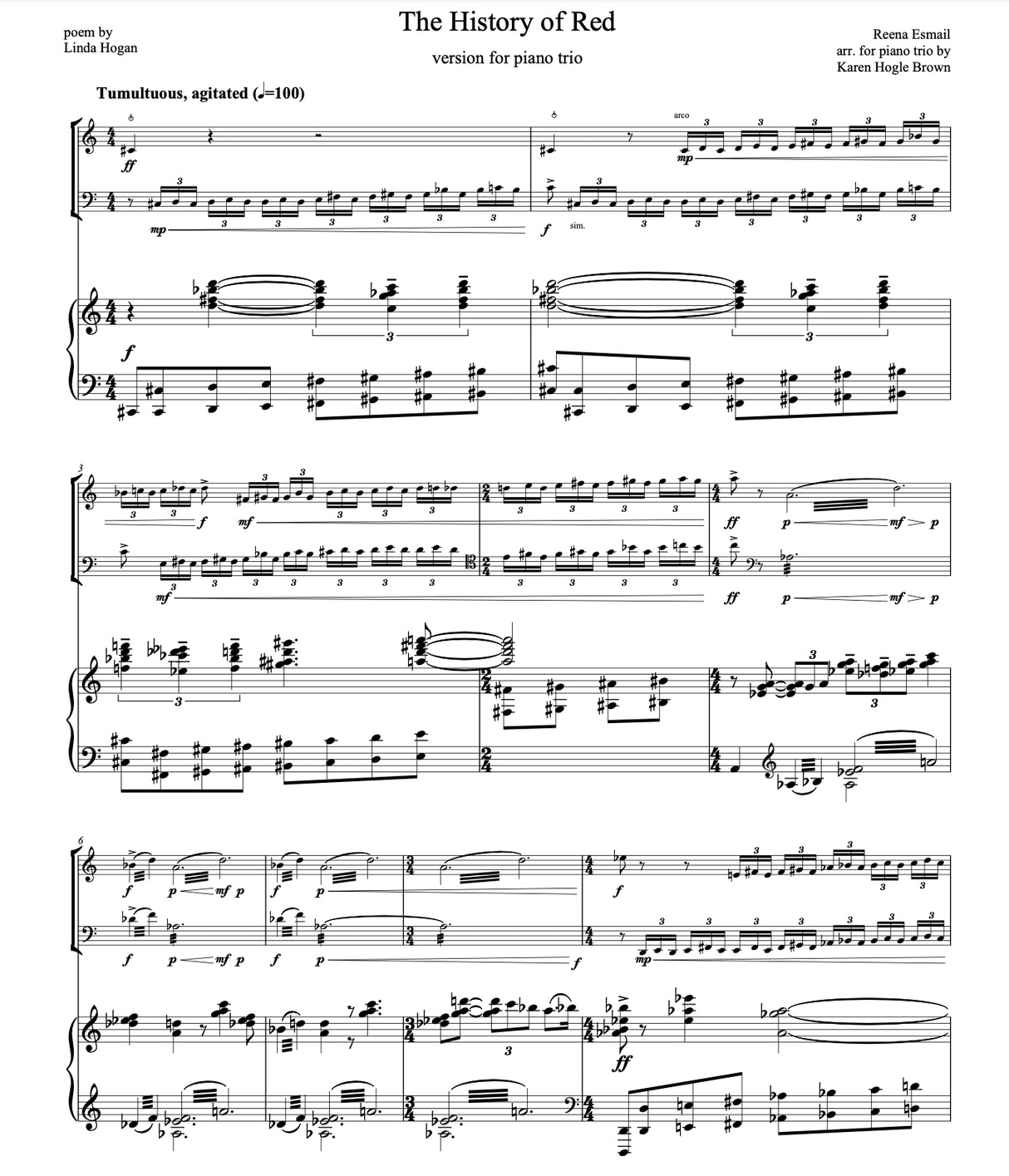 Esmail: The History of Red (arr. for soprano & piano trio)