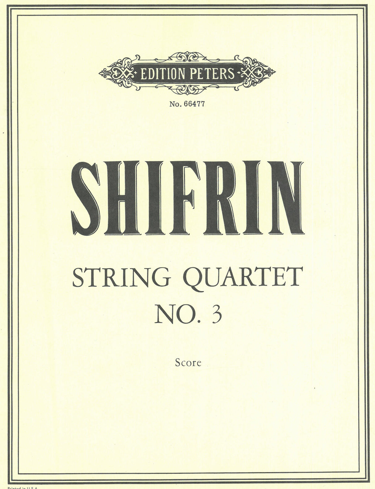 Shifrin: String Quartet No. 3