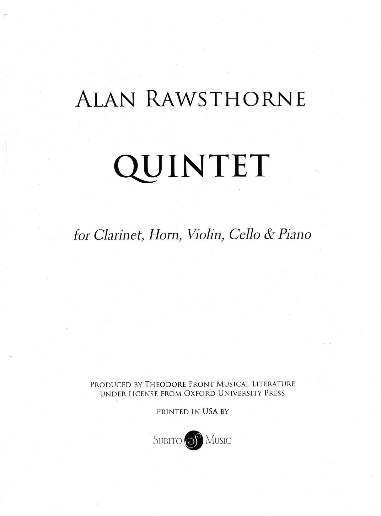 Rawsthorne: Quintet for Clarinet, Horn, Violin, Cello, & Piano