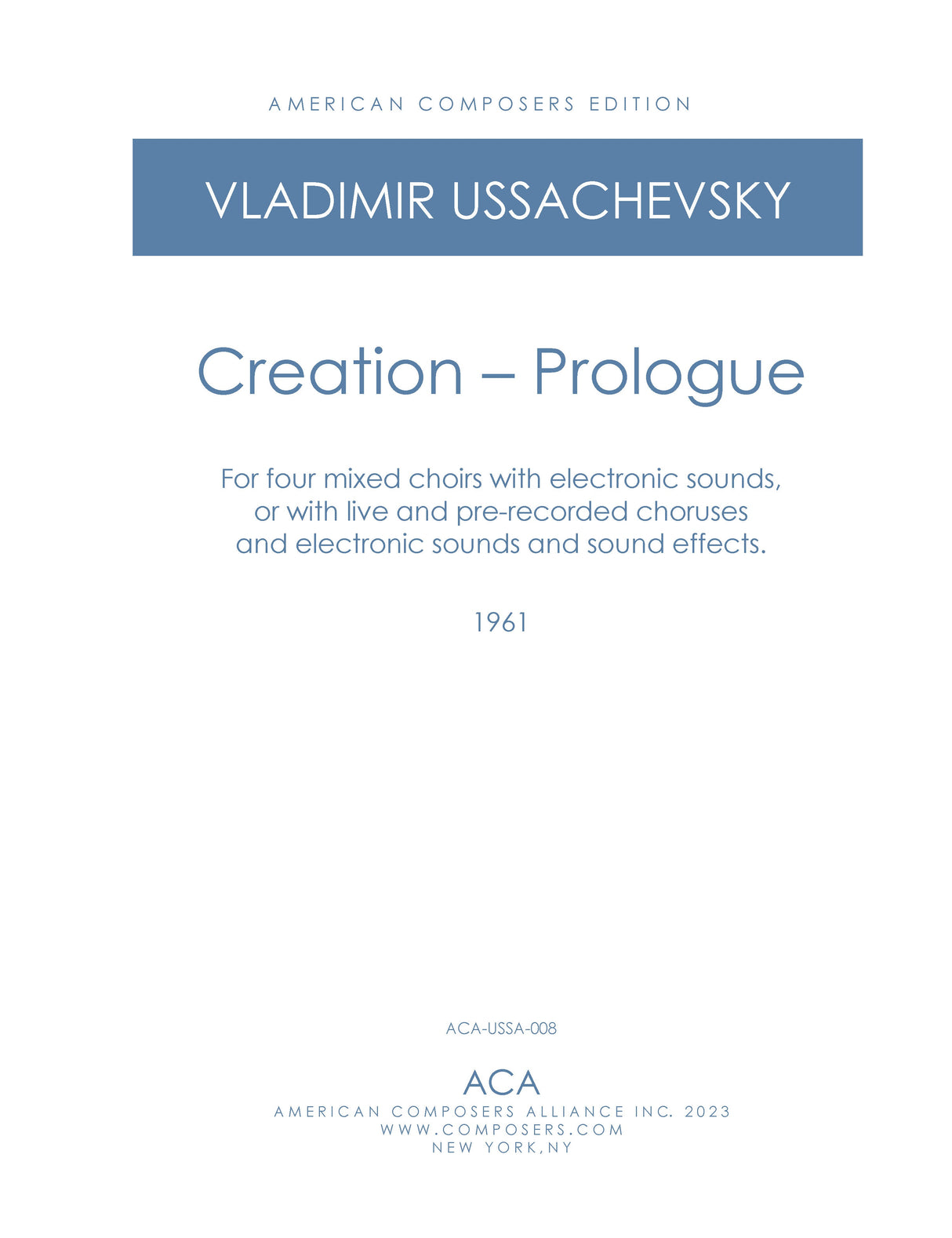 Ussachevsky: Creation - Prologue