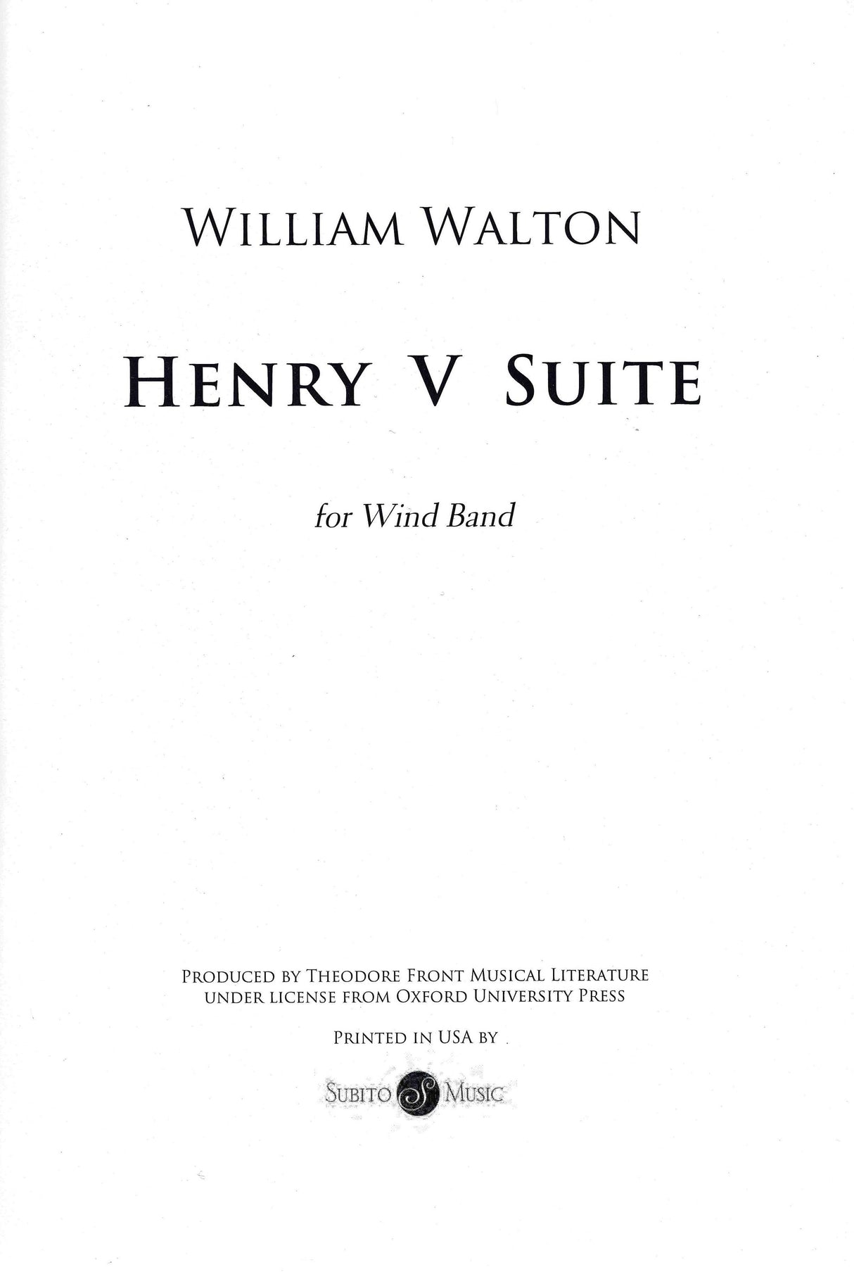 Walton: Henry V Suite (Version for Concert Band)