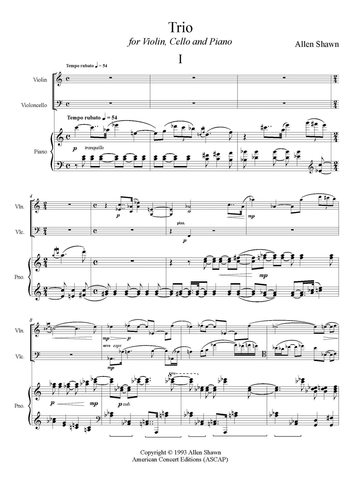 Shawn: Piano Trio