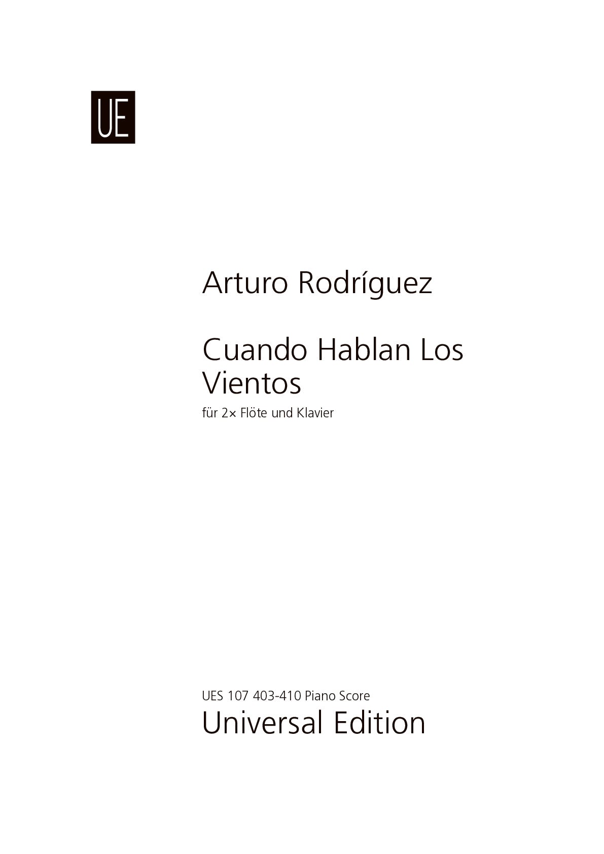 A. Rodríguez: Cuando Hablan Los Vientos (Version for 2 Flutes & Piano)