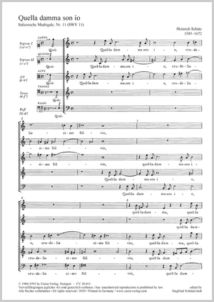 Schütz: Quella damma son io (As a doe am I), SWV 11