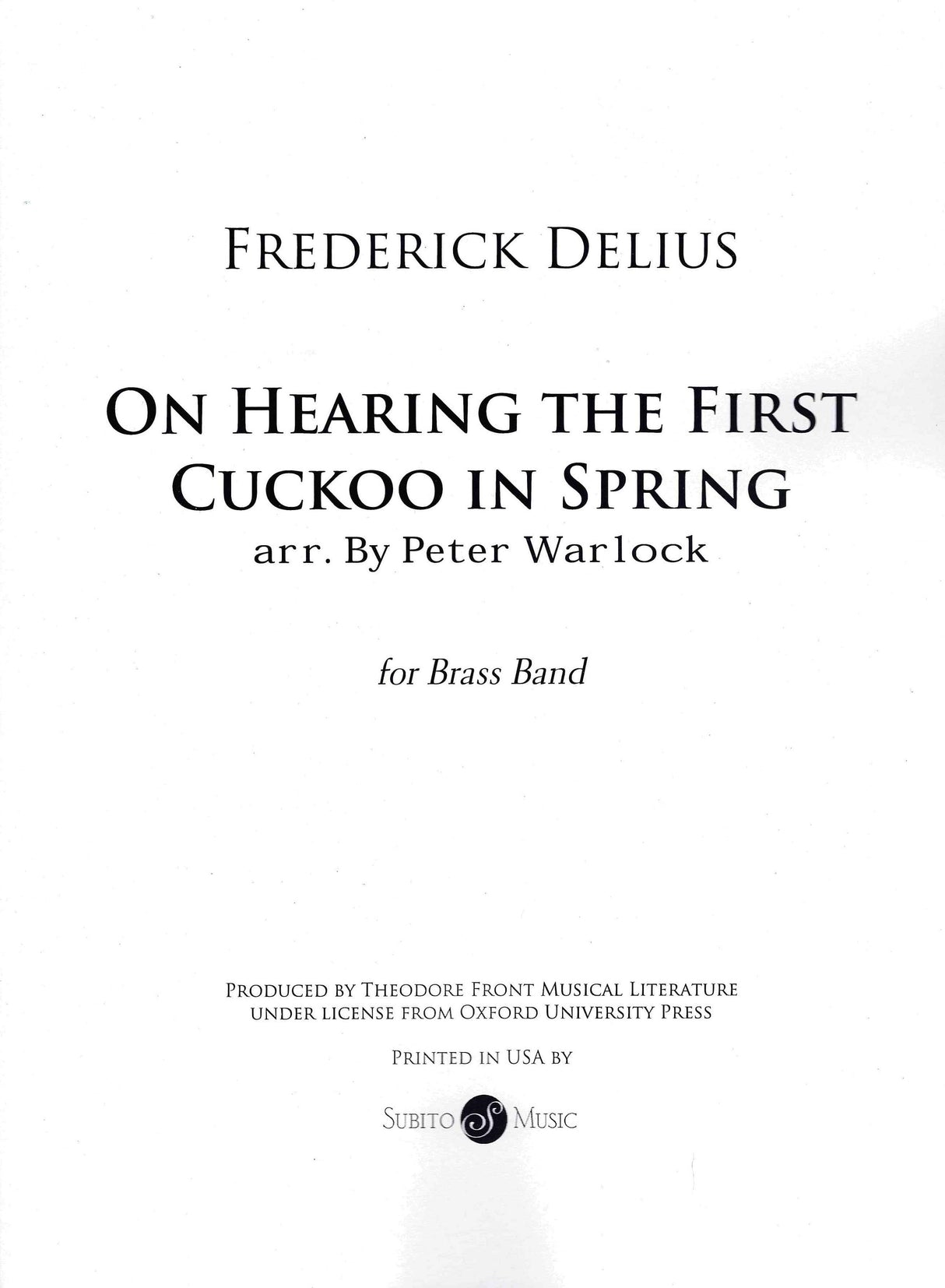 Delius: On Hearing the First Cuckoo in Spring (arr. for brass band)