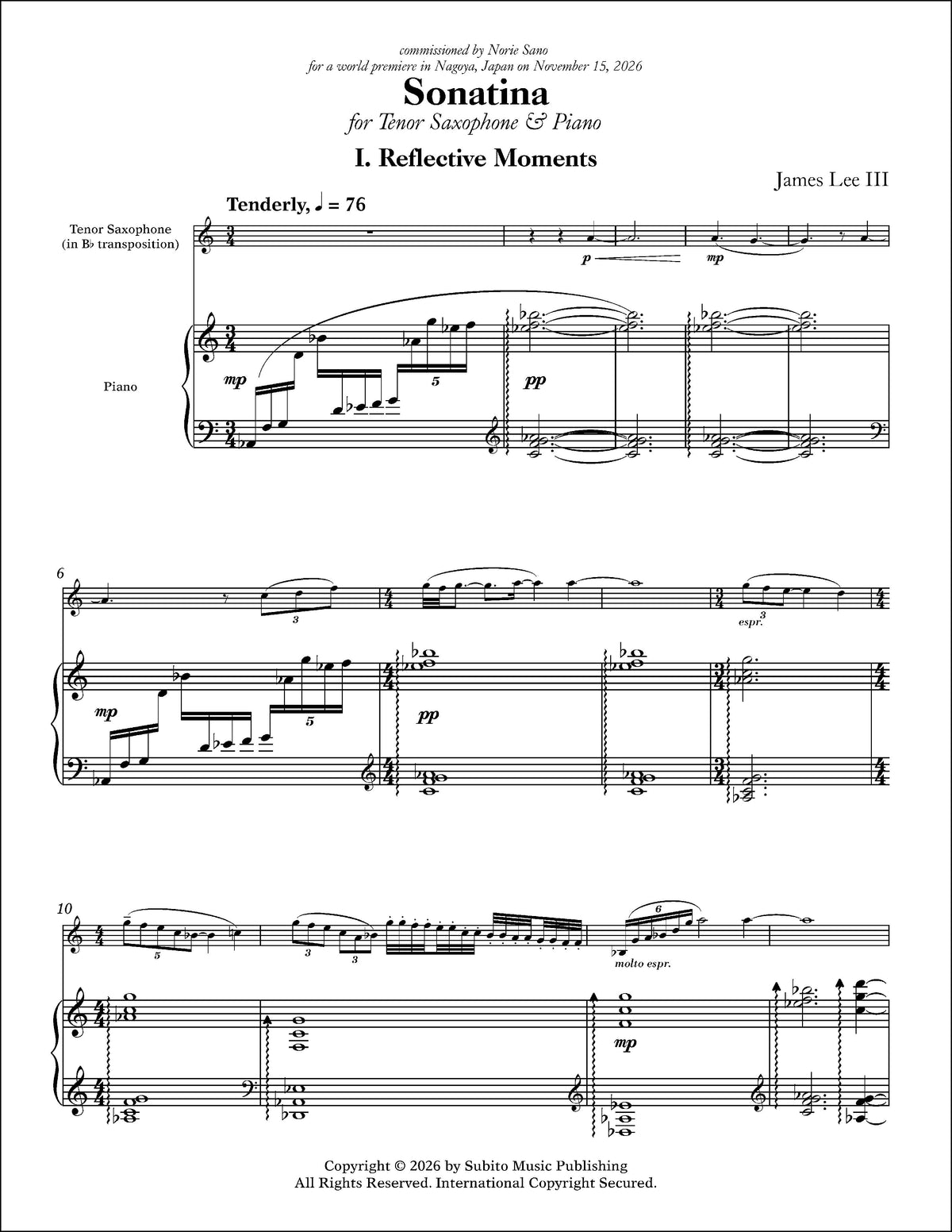 Lee III: Tenor Sax Sonatina