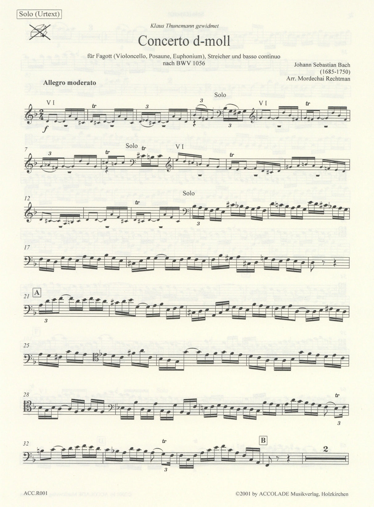 Bach: Concerto in D Minor, BWV 1056 (arr. for bassoon)
