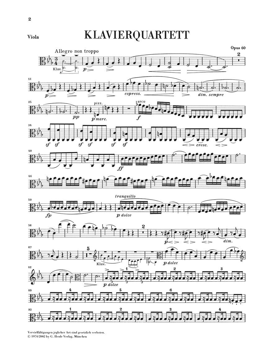 Brahms: Piano Quartet in C Minor, Op. 60