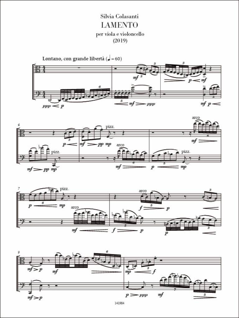 Colasanti: Lamento (Version for Viola & Cello)