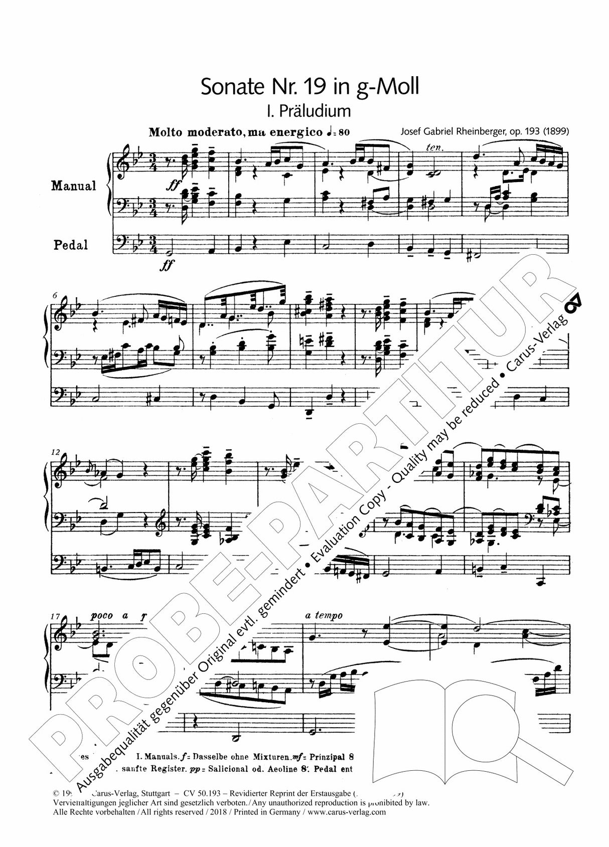 Rheinberger: Organ Sonata No. 19 in G Minor, Op. 193