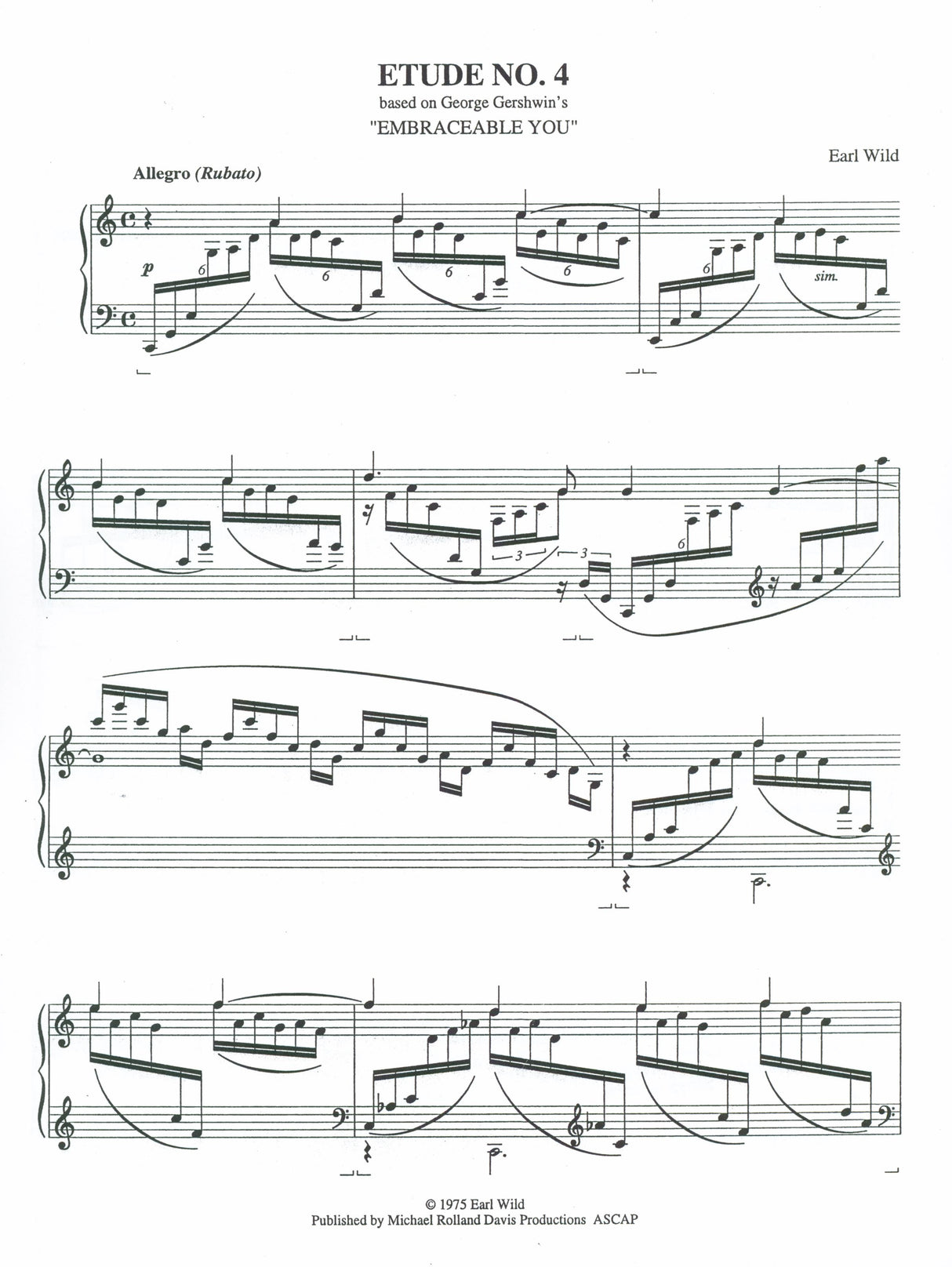 Wild: Etude No. 4 based on Gershwin's "Embraceable You"