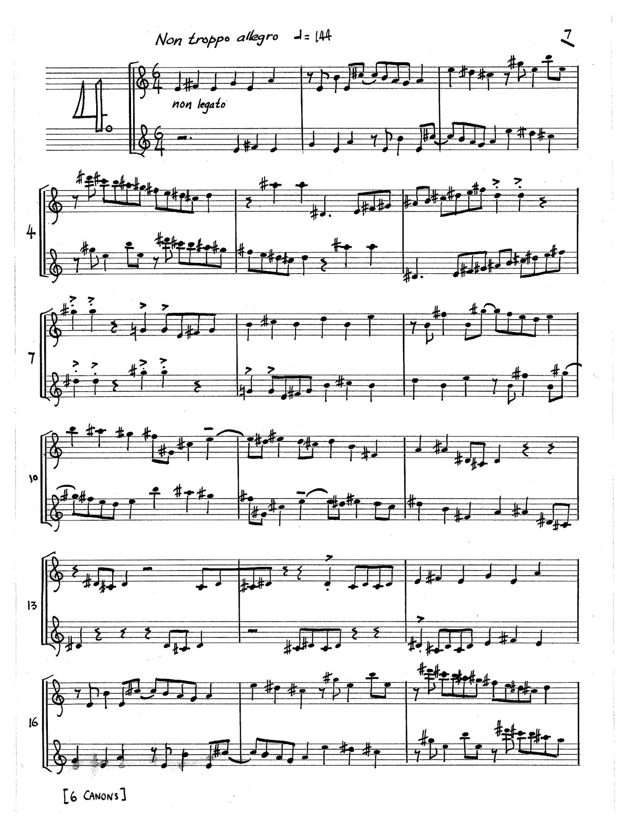 Stevens: Six Canons for Two Equal Instruments