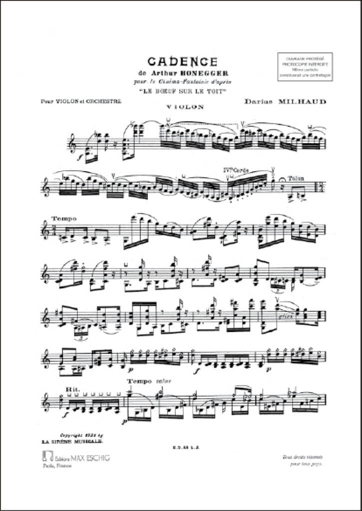 Milhaud: Cinéma fantaisie, Op. 58b