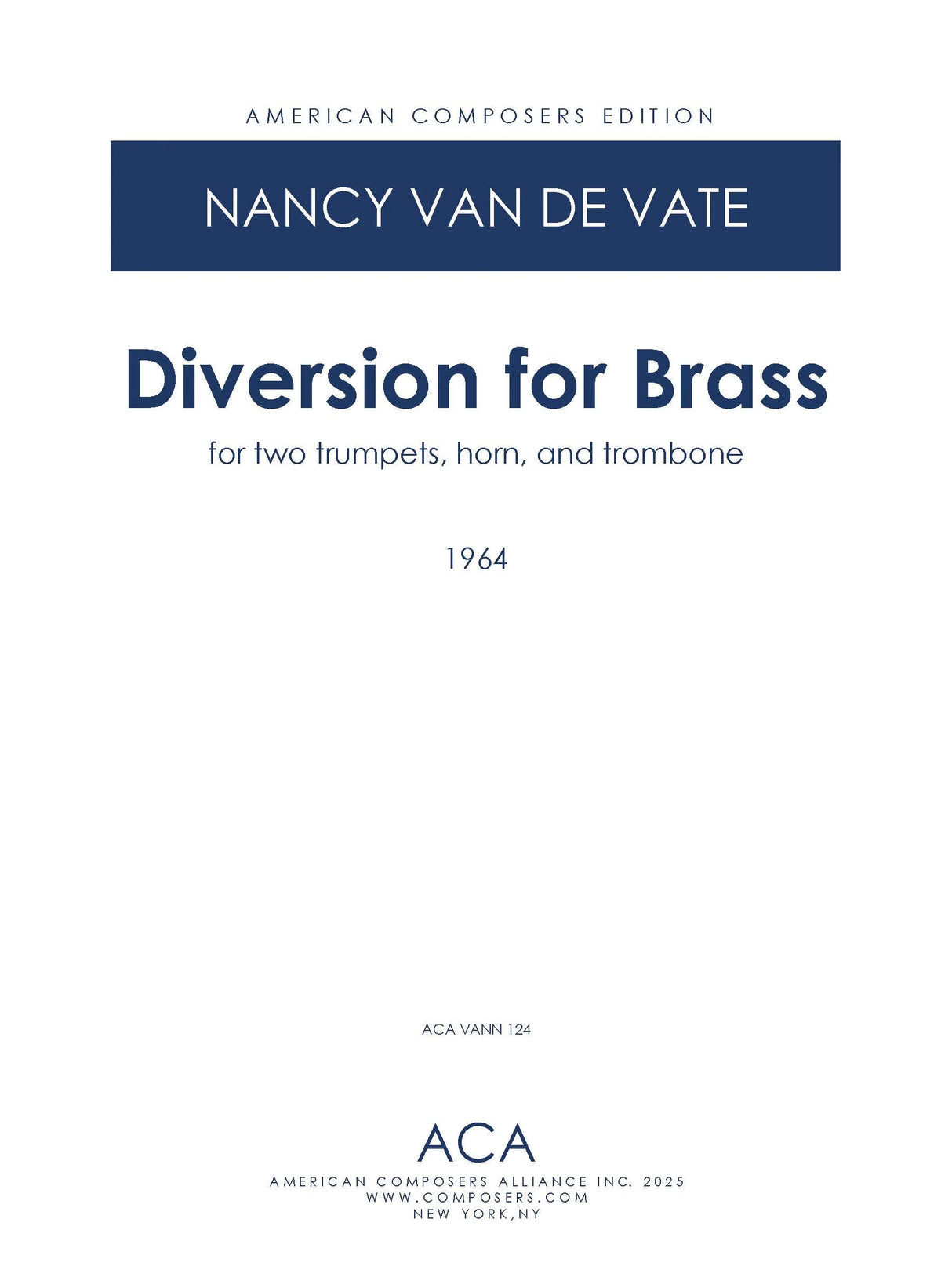 Van de Vate: Diversion for Brass