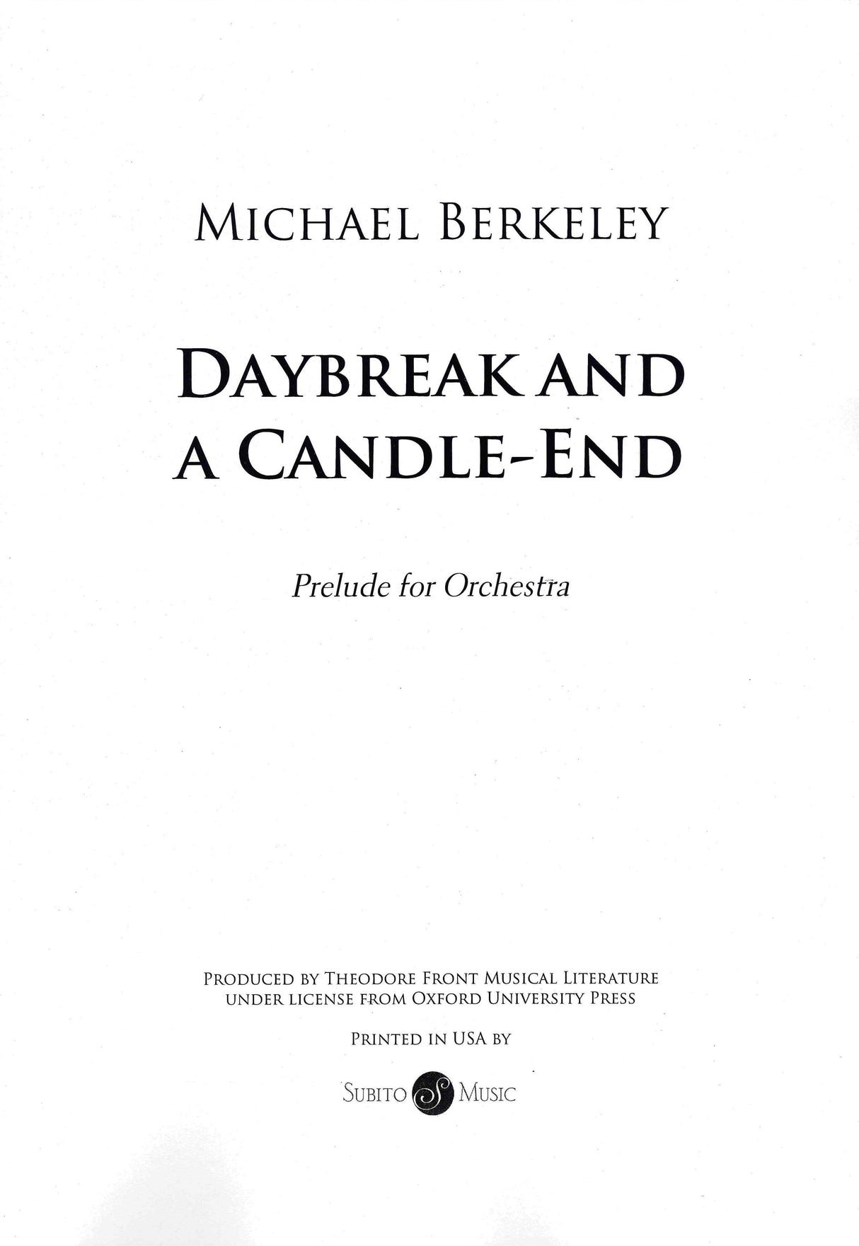 M. Berkeley: Daybreak and a Candle End