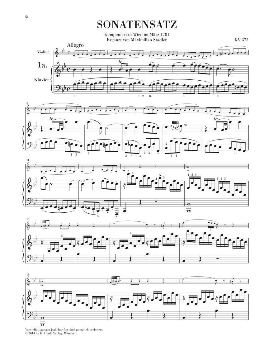 Mozart: Violin Sonatas - Fragments