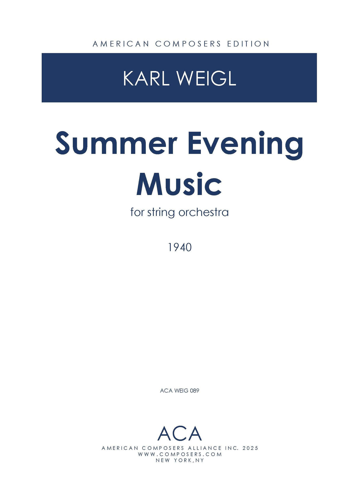 Weigl: Summer Evening Music