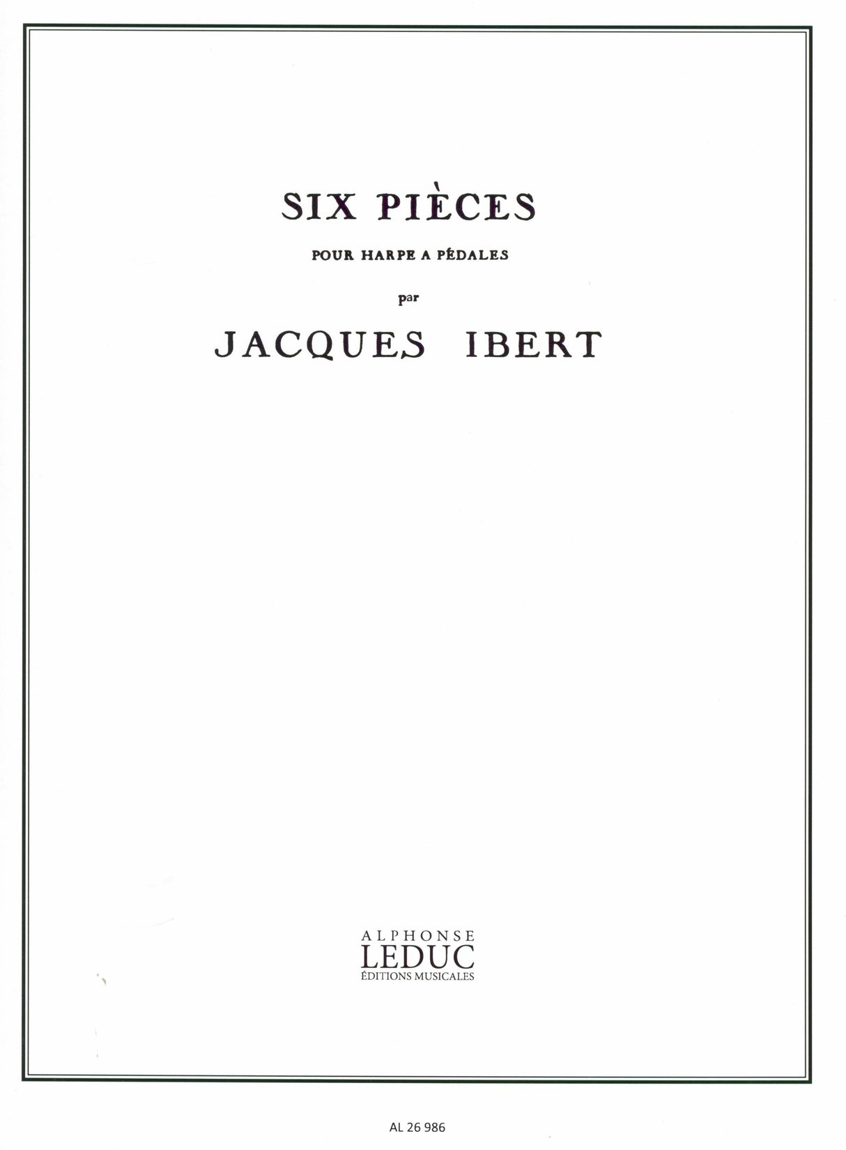 Ibert: 6 Pièces pour harpe à pédale