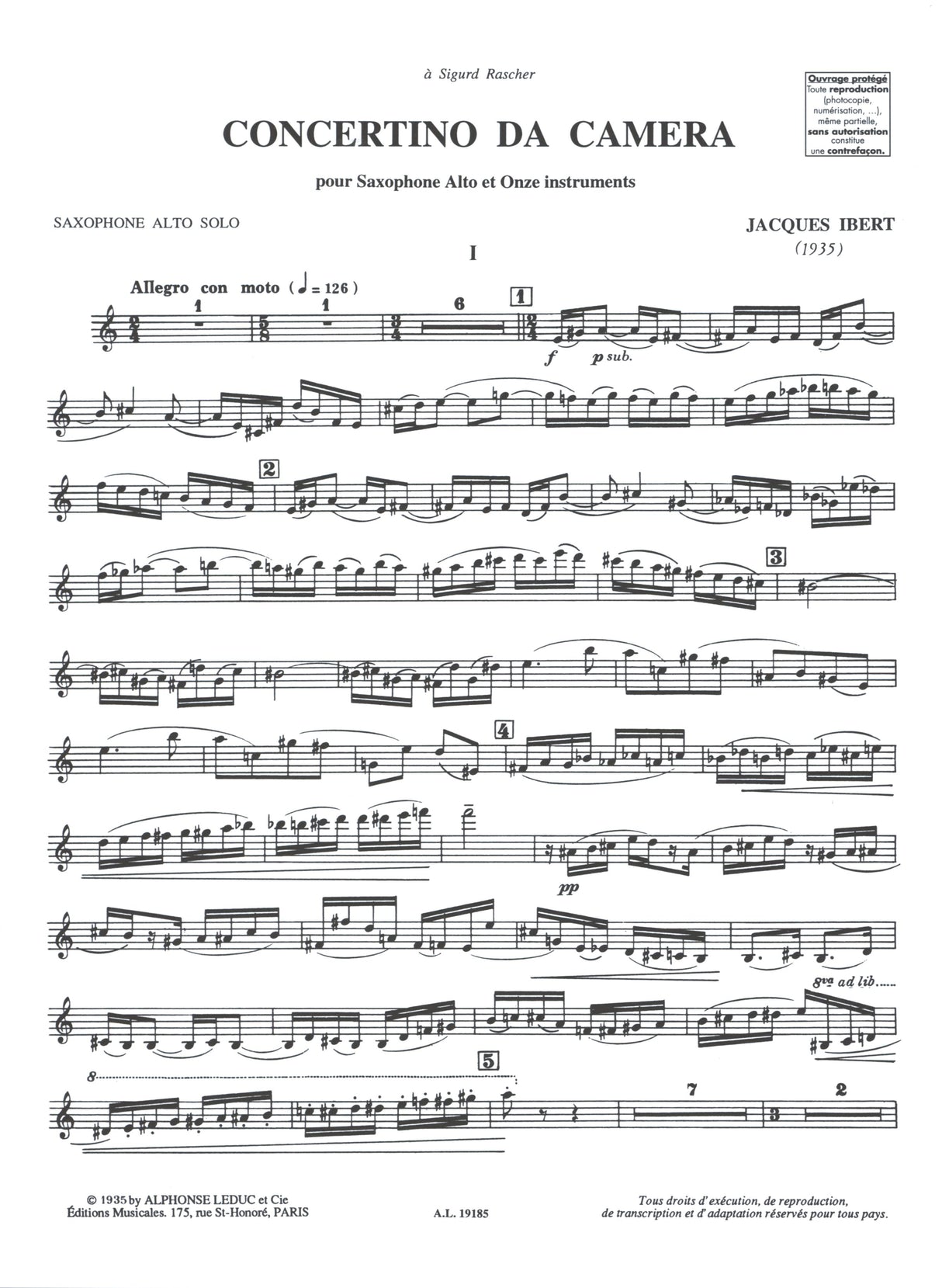 Ibert: Concertino Da Camera