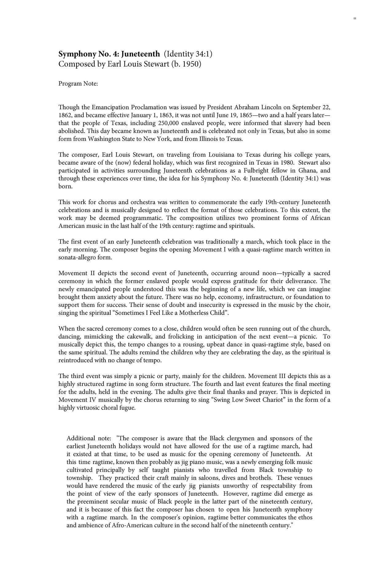 Stewart: Symphony No. 4 - "Juneteenth"