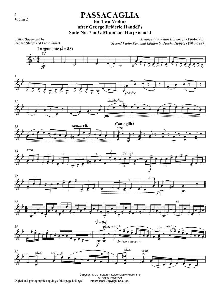 Handel-Halvorsen: Passacaglia (arr. for two violins by Heifetz)