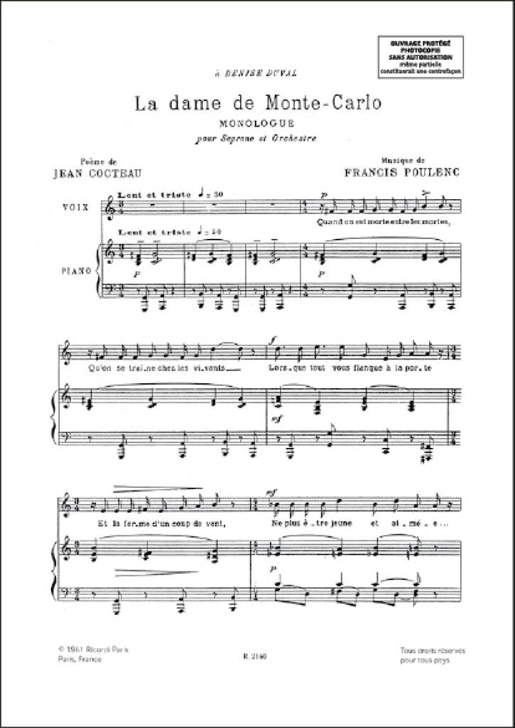 Poulenc: La Dame de Monte Carlo