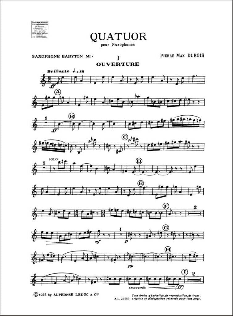 Dubois: Saxophone Quartet