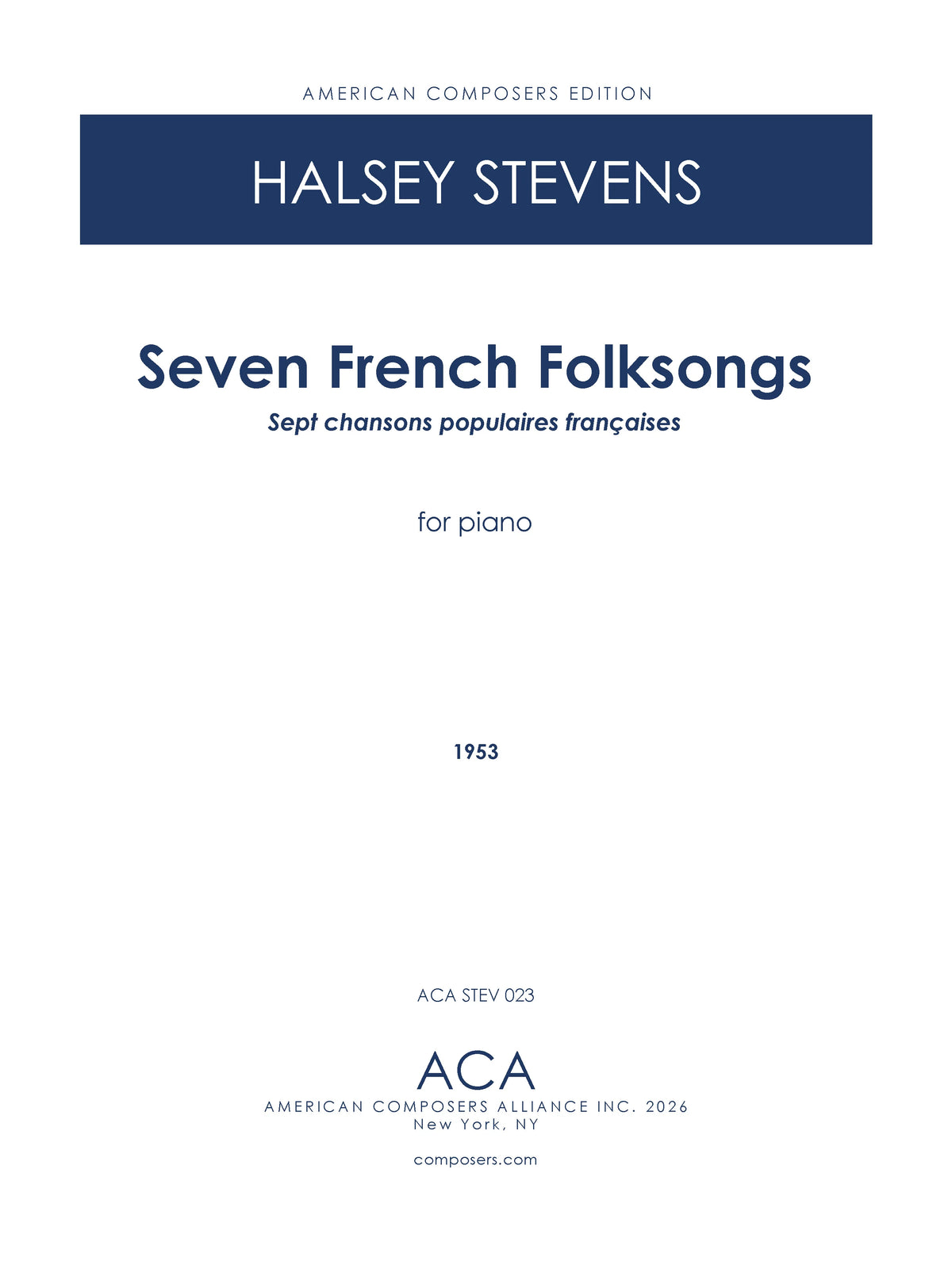H. Stevens: 7 French Folksongs