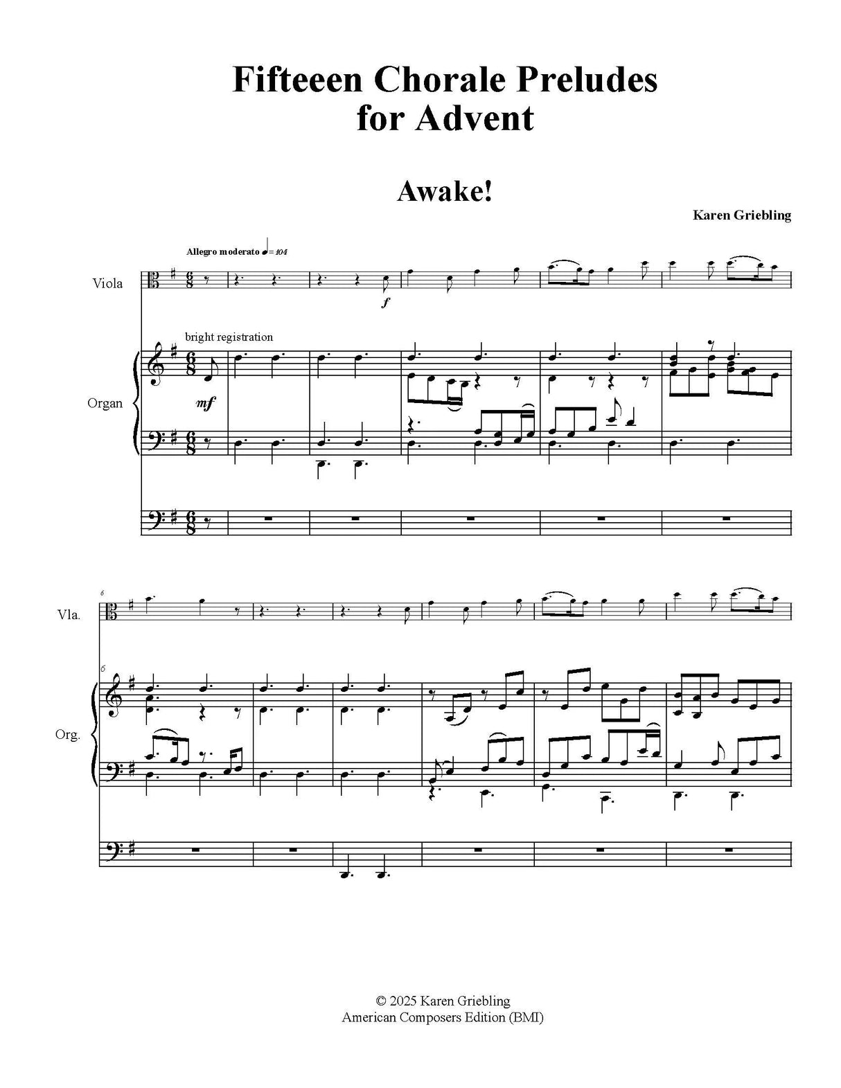 Griebling: 15 Chorale Preludes for Advent