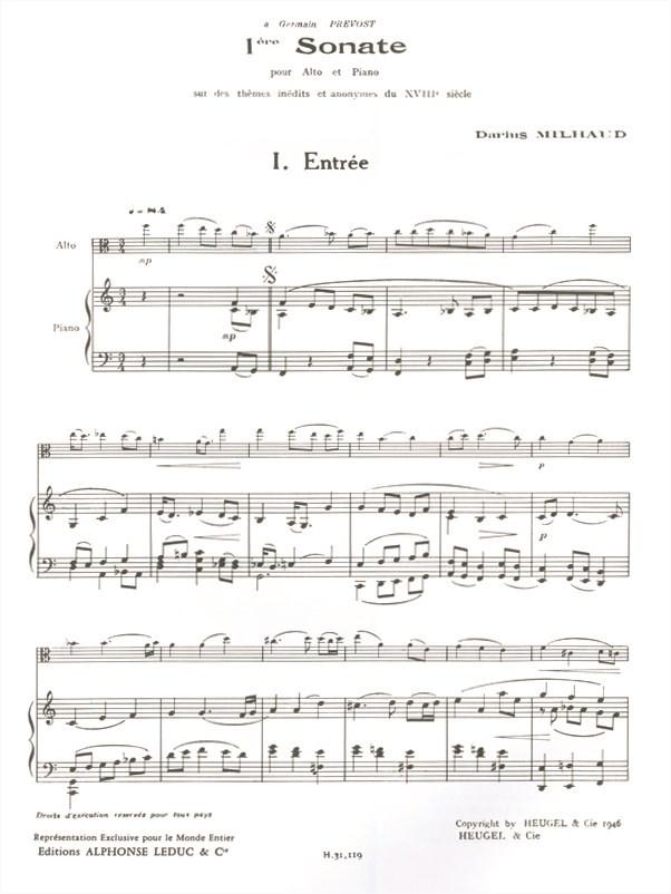 Milhaud: Viola Sonata No. 1, Op. 240