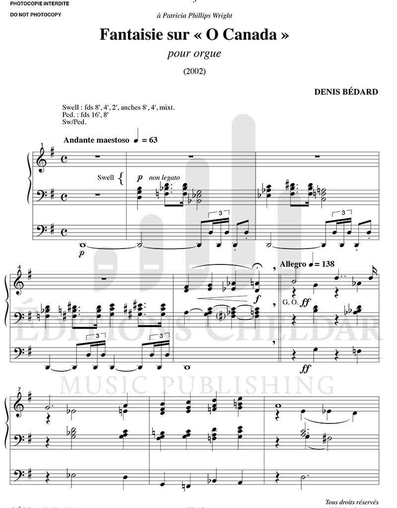 Bédard: Fantaisie sur "O Canada"