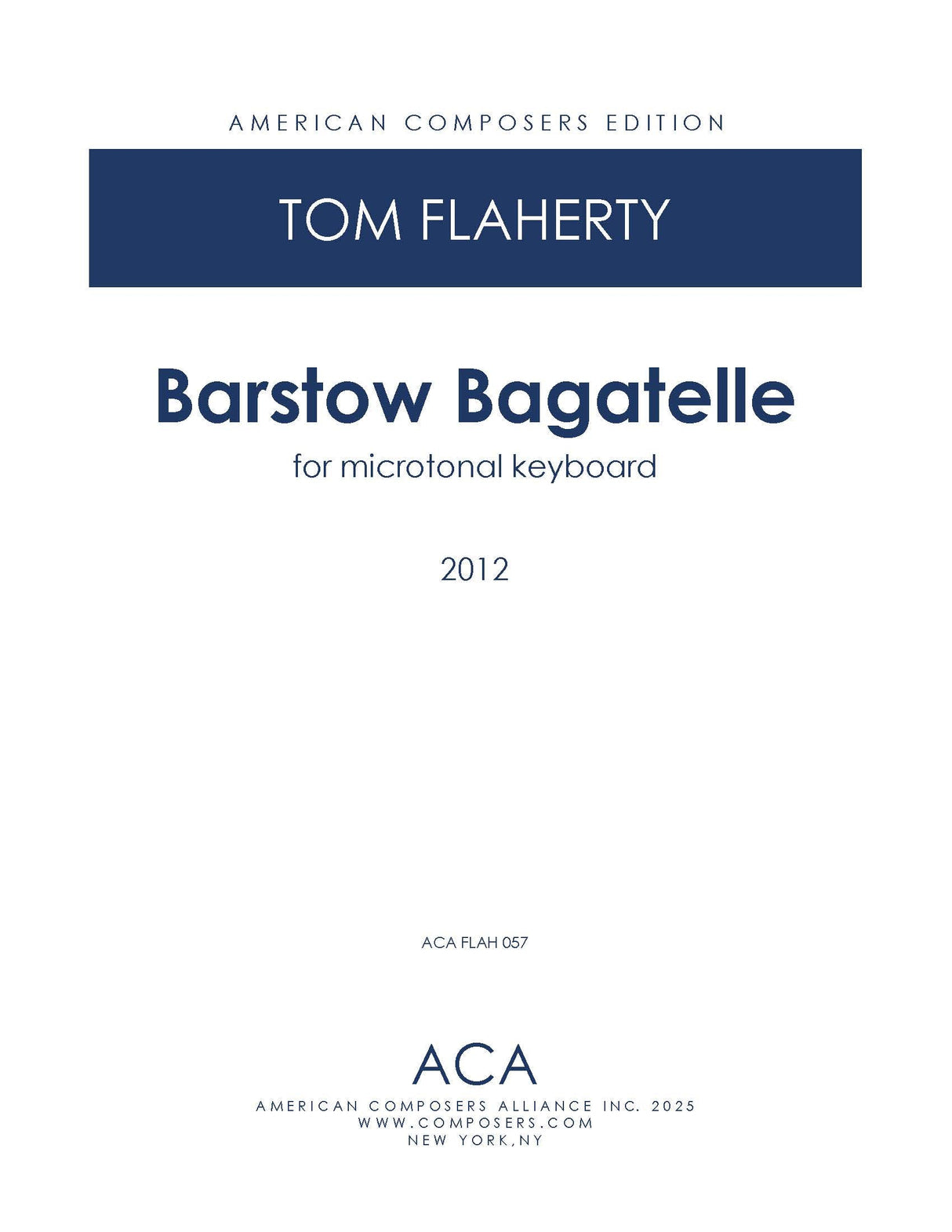 Flaherty: Barstow Bagatelle