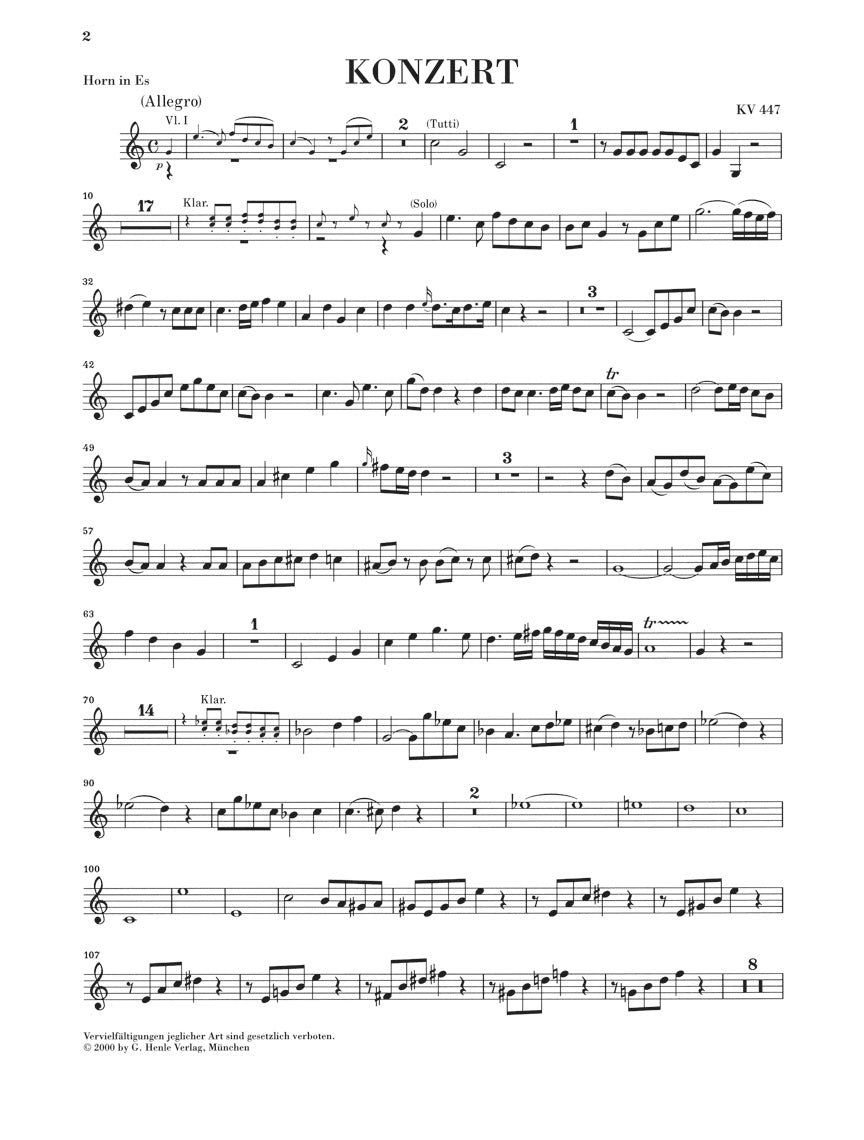 Mozart: Horn Concerto No. 3 in E-flat Major, K. 447