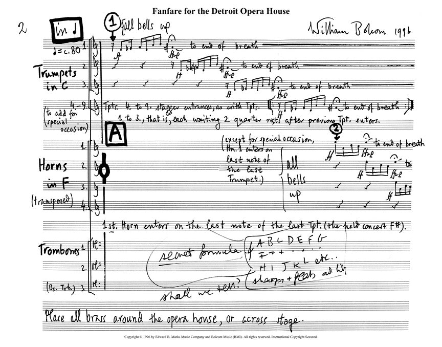 Bolcom: Fanfare for the Detroit Opera House (Full Score)