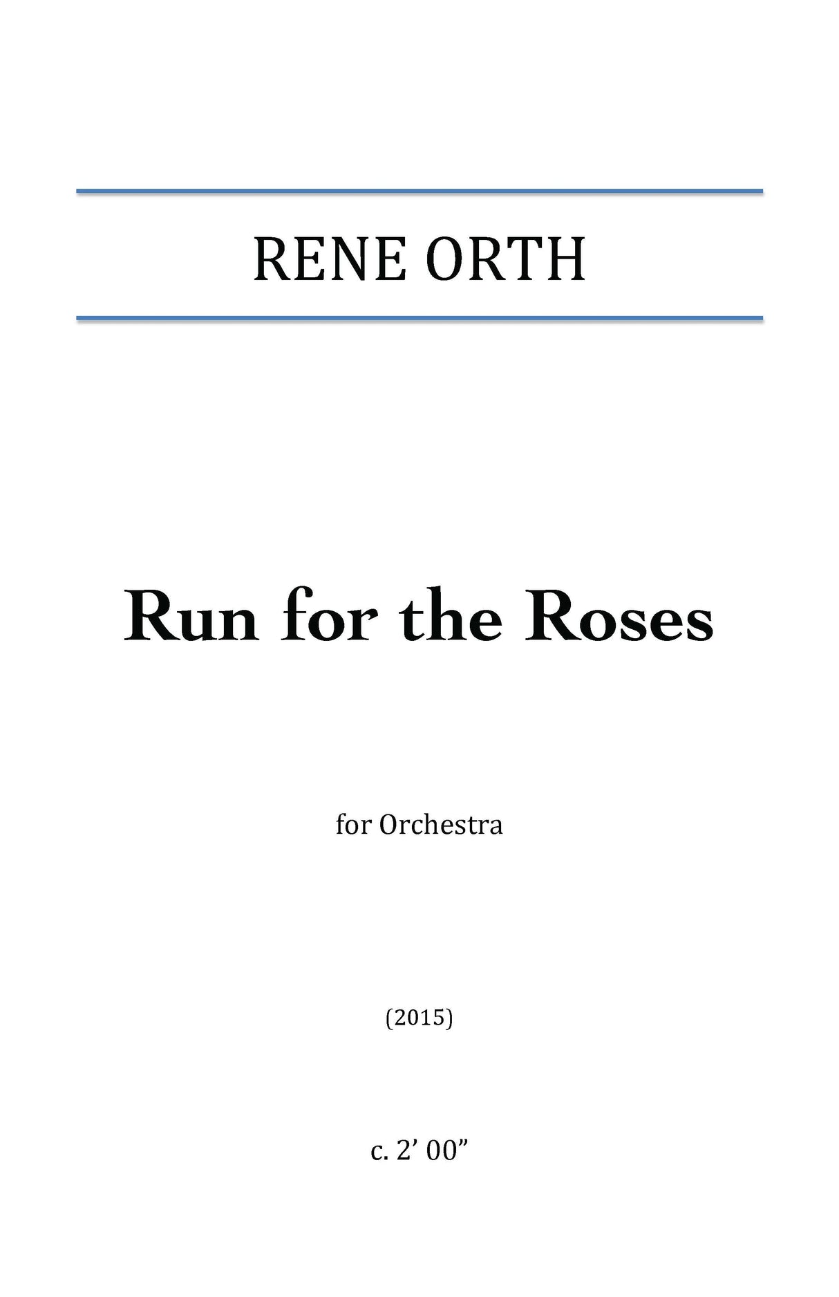Orth: Run for the Roses