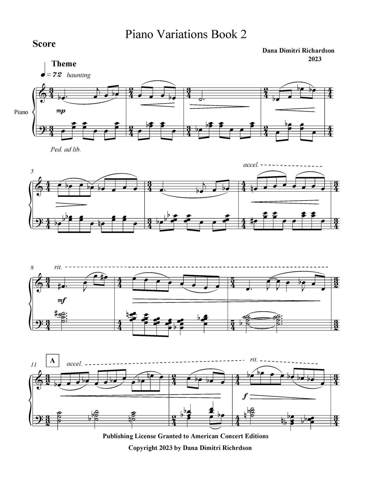 D. Richardson: Piano Variations - Book 2