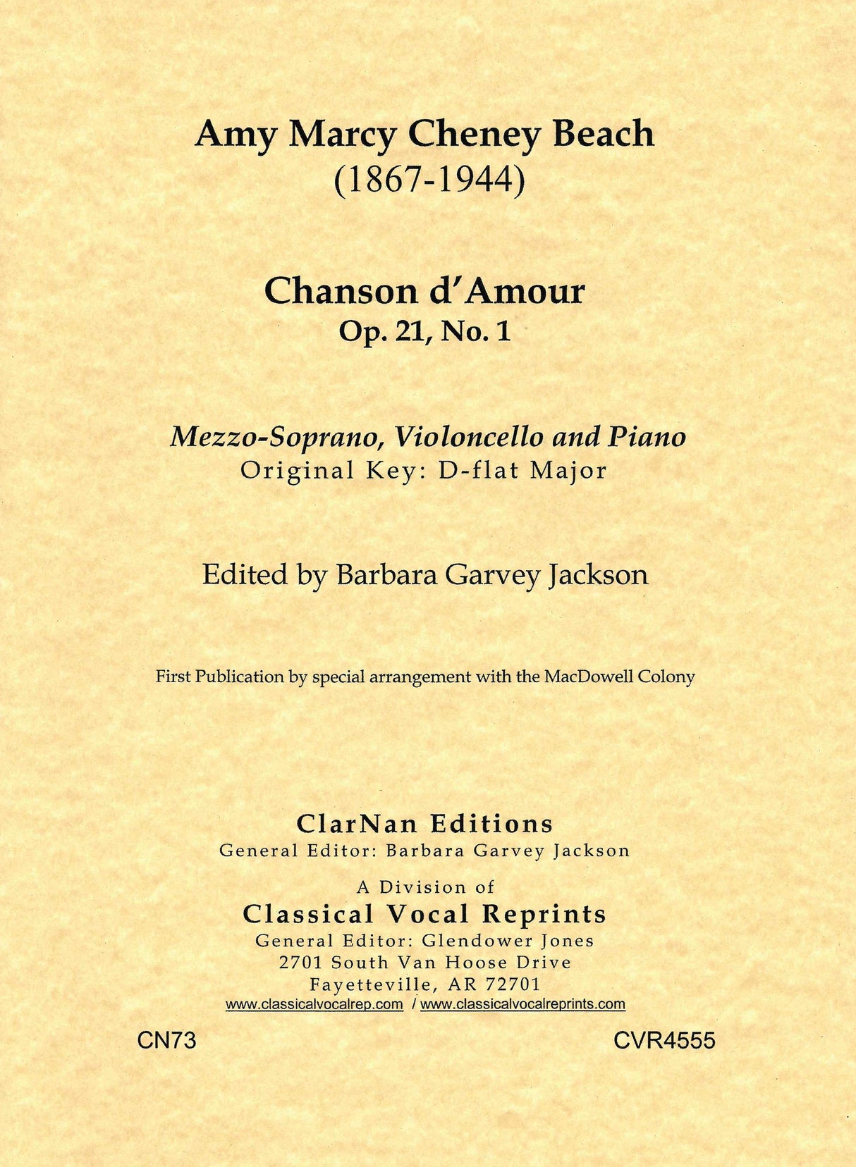 Beach: Chanson d'amour, Op. 21, No. 1