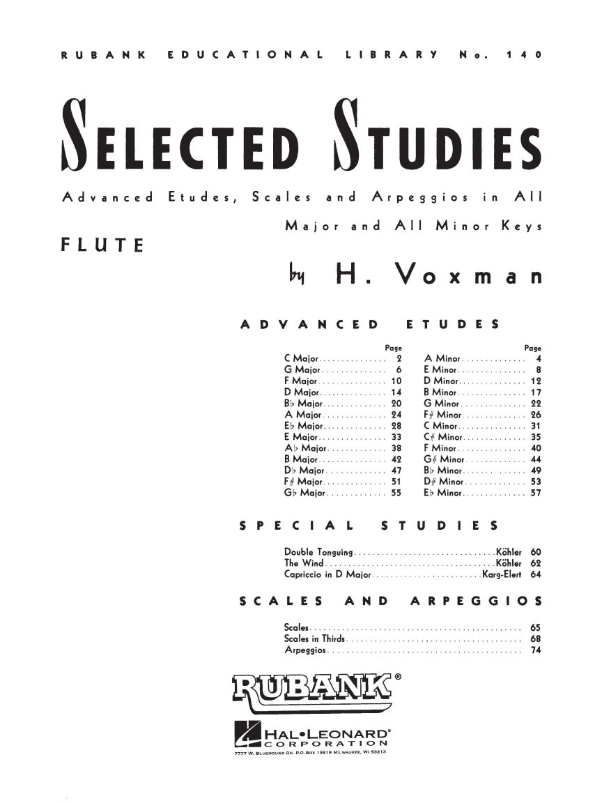 Selected Studies for Flute